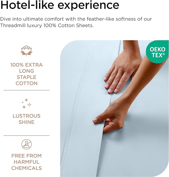 Threadmill Luxury 800 Thread Count California King 100% Cotton Sheets - Image 3