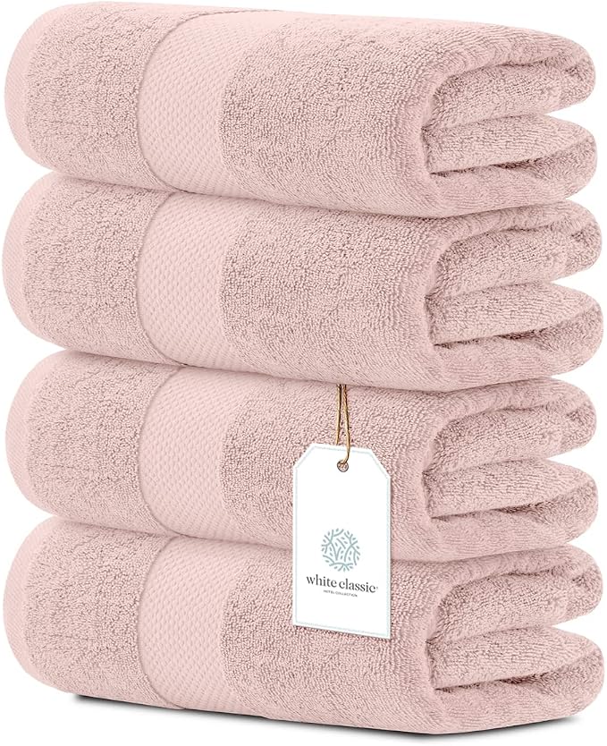 White Classic Luxury Bath Towels Set of 4 Large by WhiteClassic
