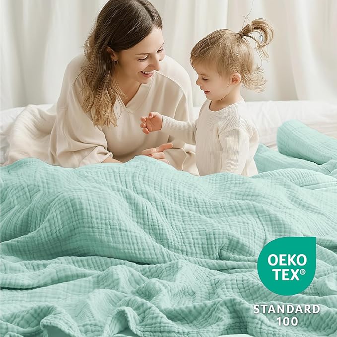 100% Cotton Muslin Blanket Large 50" x 70", Breathable and Lightweight Cotton - Image 4