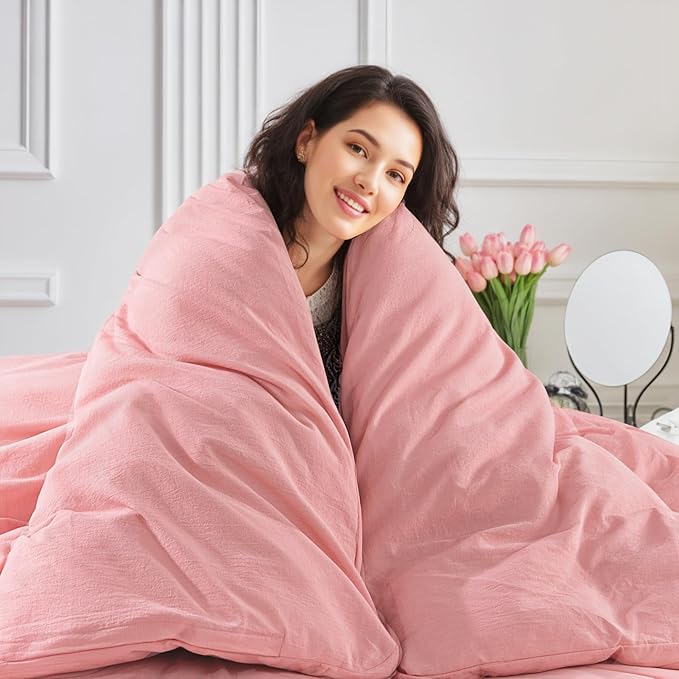 NEXHOME PRO Duvet Cover Queen 100% Washed Cotton, Organic Natural Linen Like - Image 7