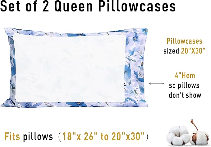 Sunflower Queen Pillowcases Set of 2, 100% Cotton Queen Size Pillow Cases 2 - Image 6