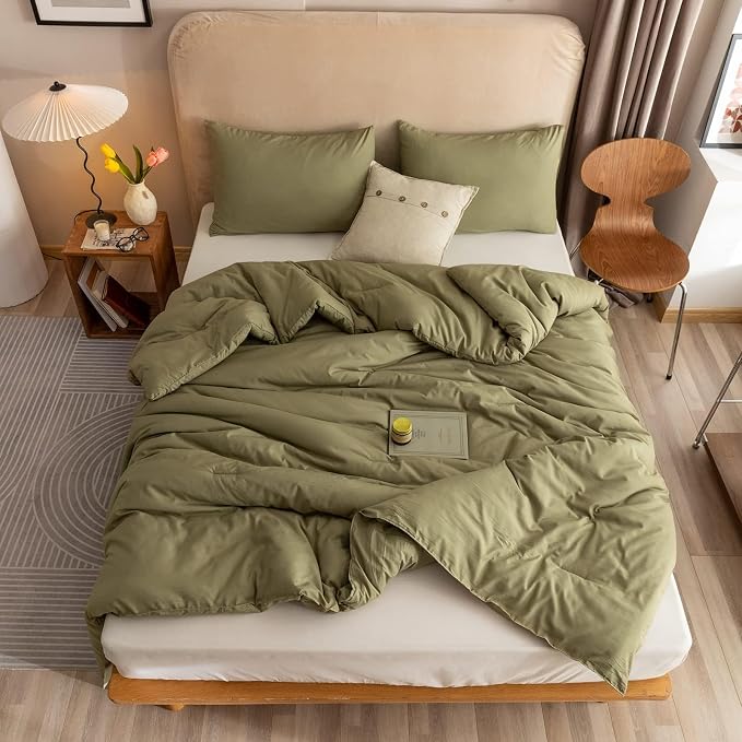 ROSGONIA Alaskan King Comforter 136x120, Olive Green, 1 Extra Large King Size - Image 5