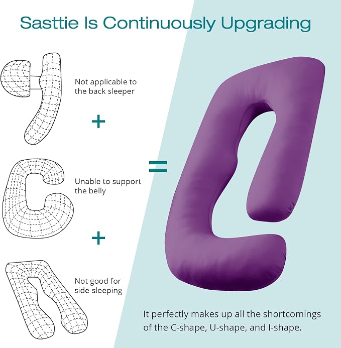 Sasttie Pregnancy Pillows for Sleeping, U Shaped Cooling Full Body Pillow - Image 5