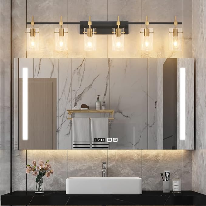 SOLFART 49.2 inch Vanity Light fixtures Vintage 6 Lights Wall Light Fixtures - Image 7