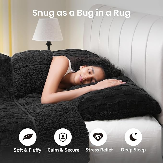 Drewin Weighted Blanket Queen Size 15lbs, Dual Sided Soft Cozy Jacquard - Image 3