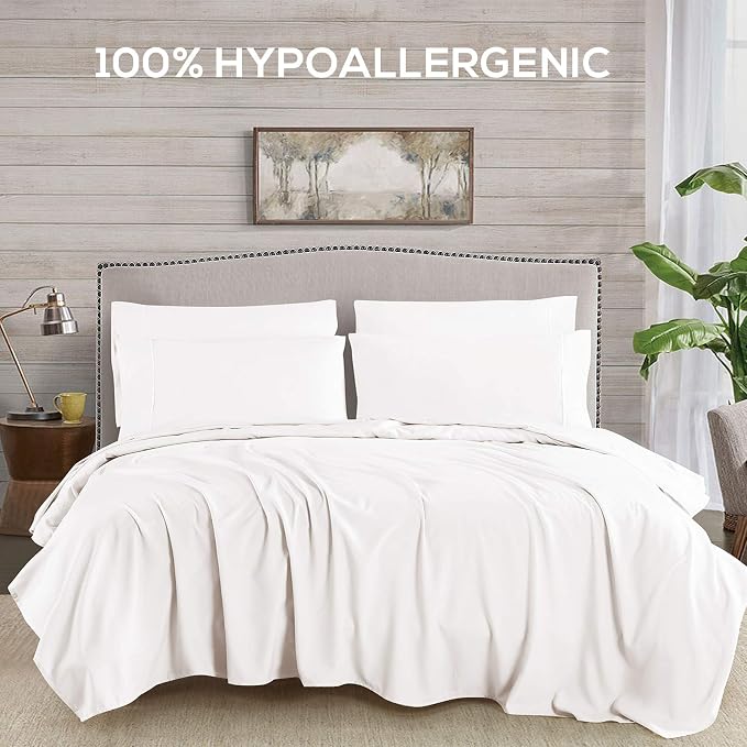 Mueller Luxury 6 PC Full Size Bed Sheets, Super Soft 1800, Deep Pocket up to - Image 5