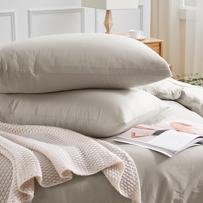 NEXHOME PRO Duvet Cover King Size, 100% Washed Cotton Orgnic Linen Like - Image 5