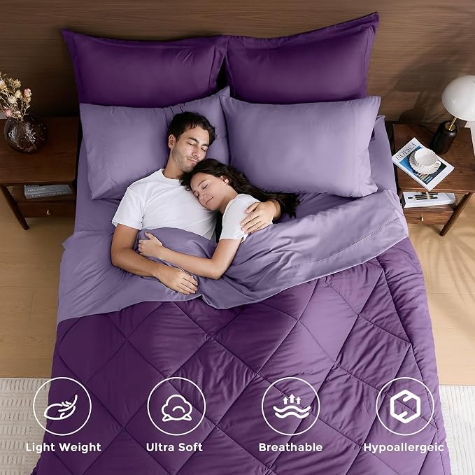 HEVUMYI Purple & Light Purple Queen Comforter Set - Image 2