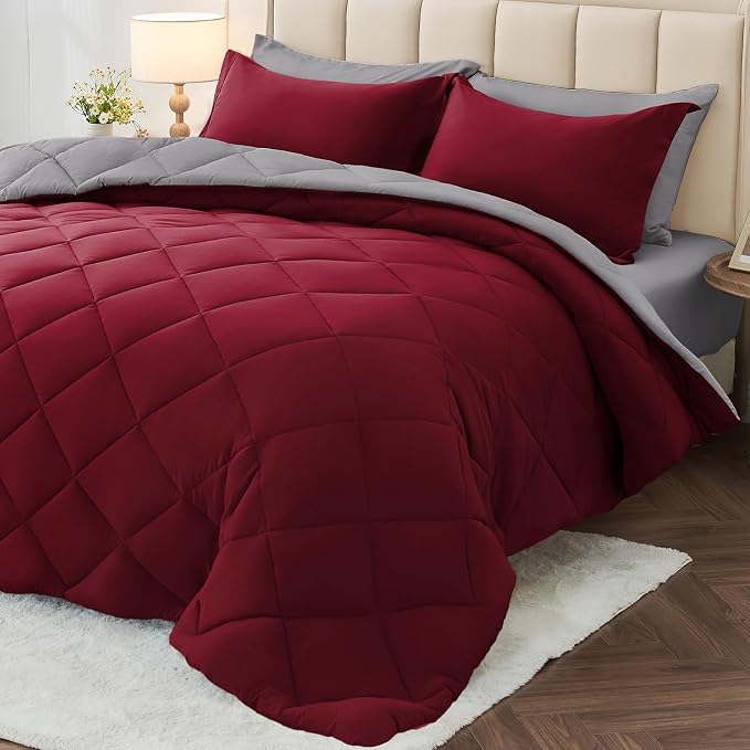 MUXHOMO 7 Pieces California King Comforter Set, Reversible Bed in a Bag Cal by MUXHOMO