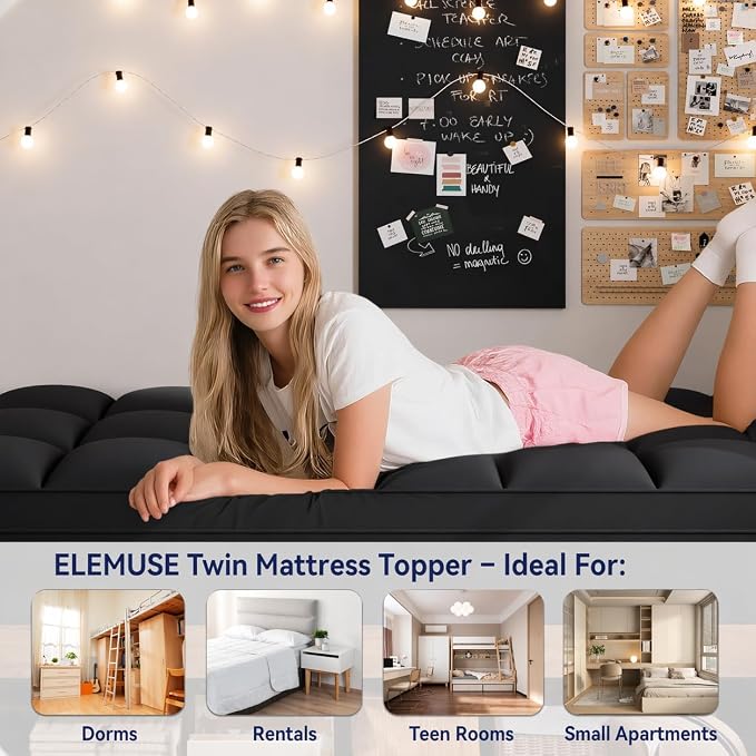 ELEMUSE Twin Black Mattress Topper - Image 6