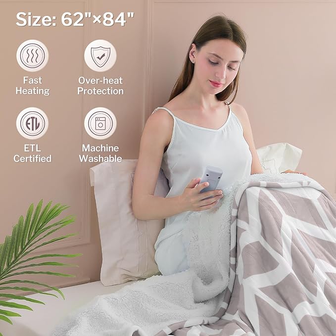 VENTIMI Electric Blanket Heated Throw, Fast Heating Blankets - Image 4