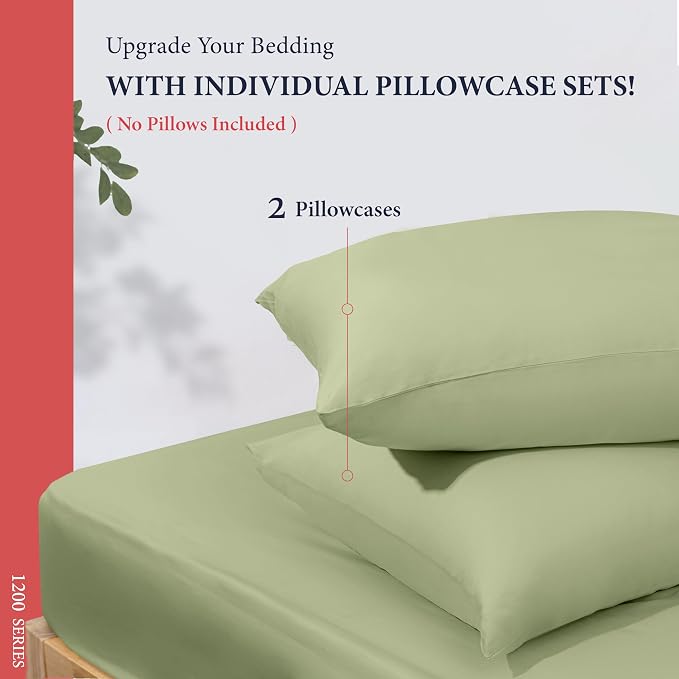 100% Egyptian Cotton Pillow Cases King Size Set of 2 - Image 3