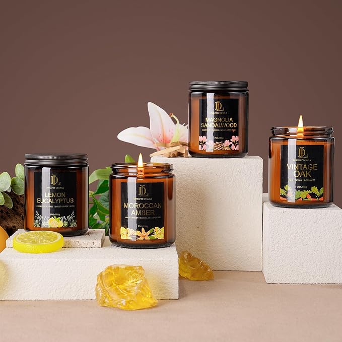 Lemon Eucalyptus Scented Candle, Soy Candles - Image 6