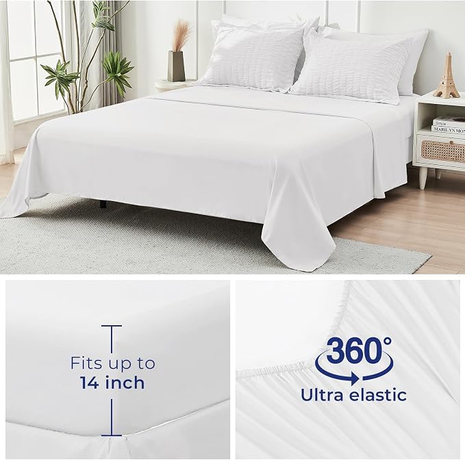 HYMOKEGE White King Size Comforter Set Seersucker 7 Pieces, All Season Luxury - Image 7