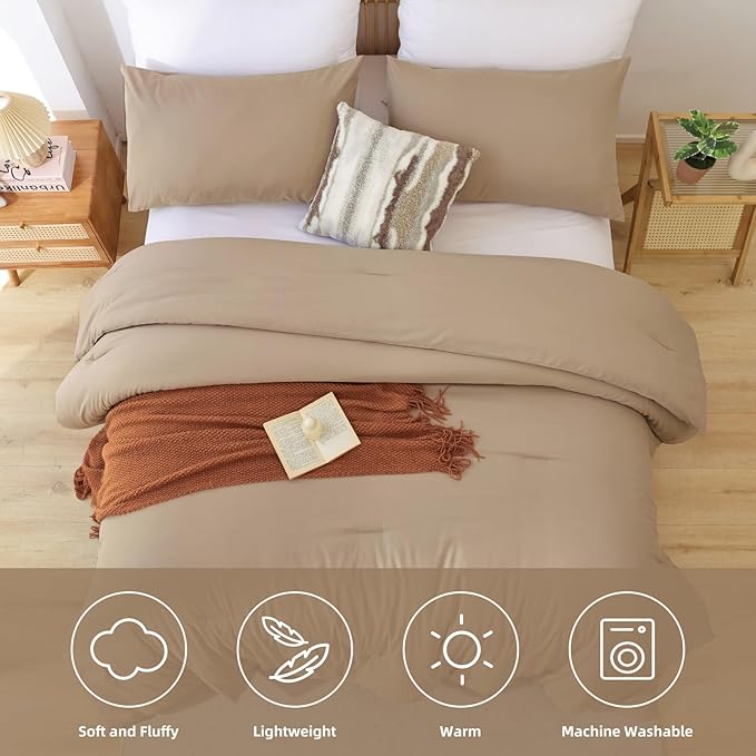 ROSGONIA Oversized Queen Comforter Taupe Brown - Image 5