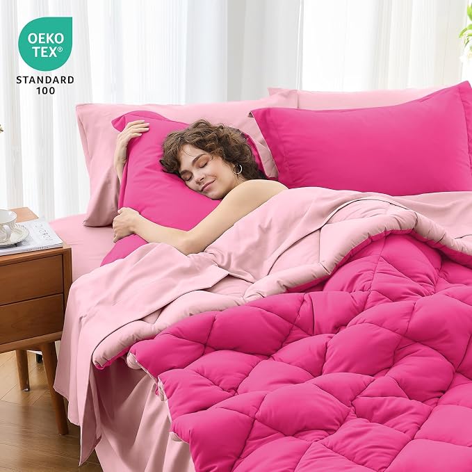 MUXHOMO 7 Pieces Full Comforter Set, Reversible Bed in a Bag Full Size - Image 2