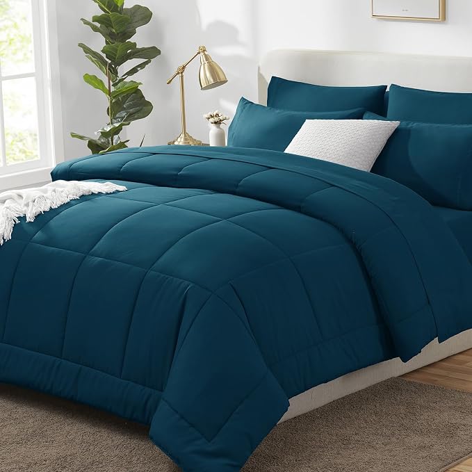 CozyLux Full Size Comforter Set Lyons Blue, 7 Pieces Bed in a Bag, All Season by CozyLux