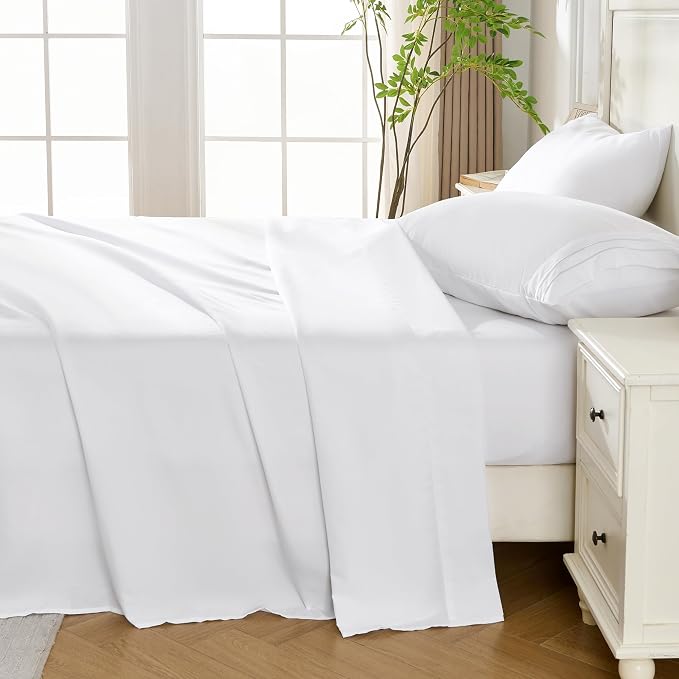 ROSE&RISY White Queen Sheet Set, 4 Pieces Soft Bedding Queen Sheet Set - Image 3