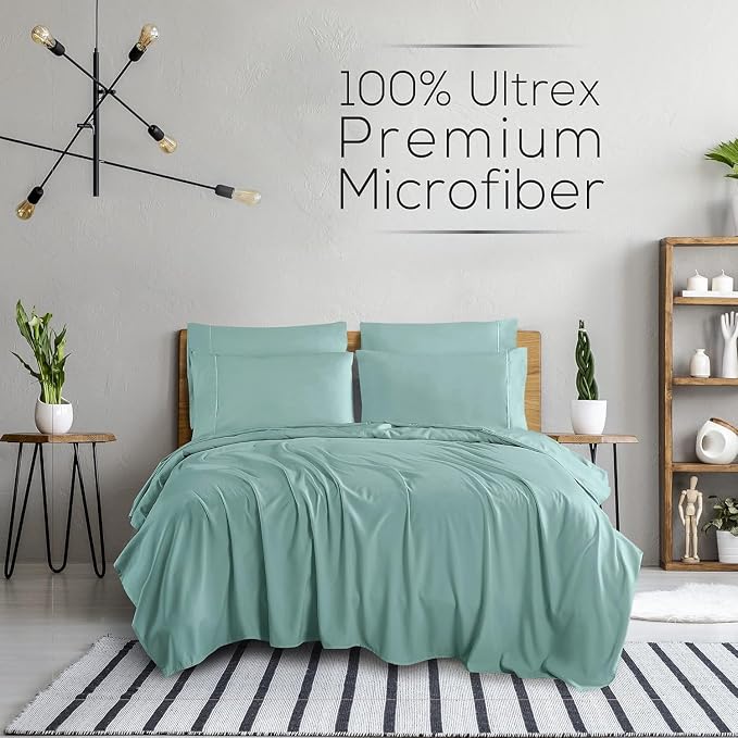 Mueller Luxury 6 PC Full Size Bed Sheets, Super Soft 1800, Deep Pocket up to - Image 2