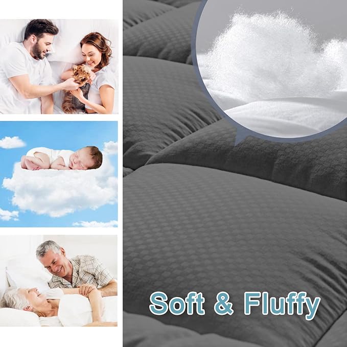 HYLEORY Twin Mattress Pad Quilted Fitted Mattress Protector Cooling Pillow Top - Image 3