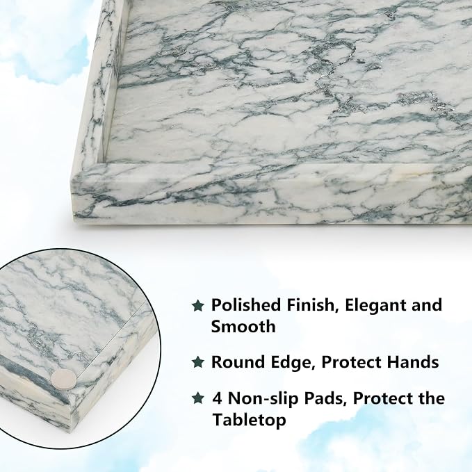 Real Natural Marble Tray for Bathroom, Kitchen and Desktop, Rectangle Genuine - Image 4