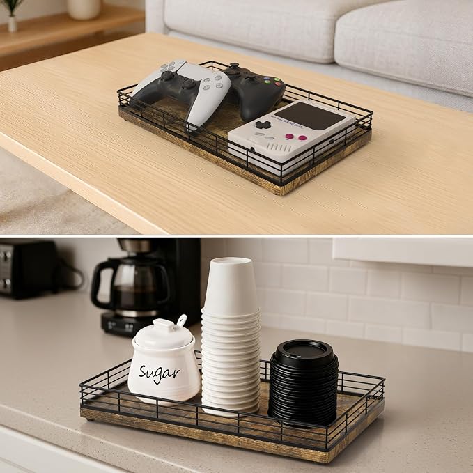 Large Bathroom Vanity Tray – 13" x 8" Decorative Wooden Tray - Image 5