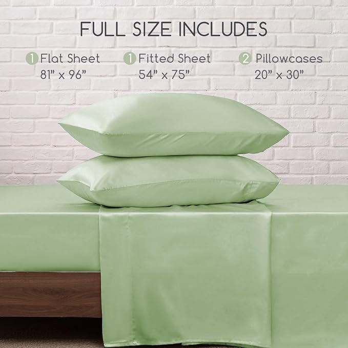MR&HM Satin Bed Sheets with Elastic Corner Straps, Full Size Sheets Set - Image 7