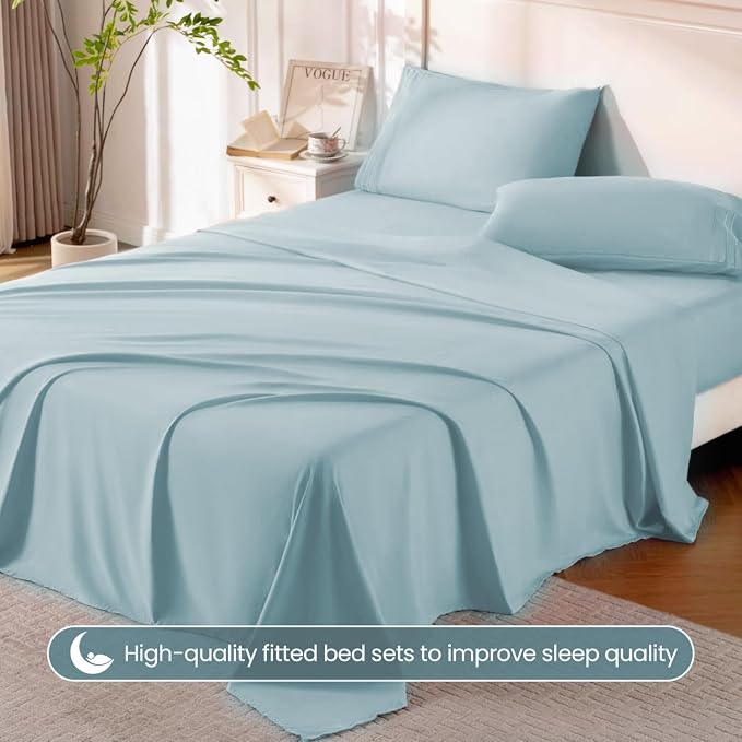 ROSE&RISY White Full Sheet Set, 4 Pieces Soft Bedding Full Sheet Set, - Image 2