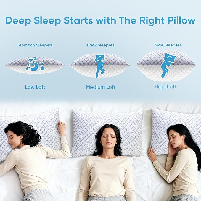 OAISZ Cooling Pillow Queen Size, Shredded Memory Foam Bed Pillows - Image 5