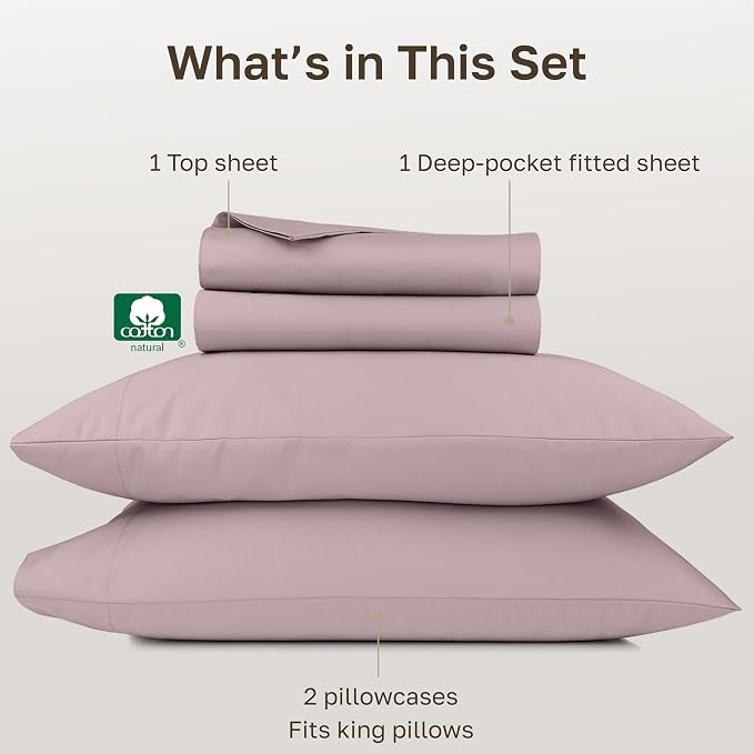 California Design Den Thick and Natural 100% Cotton King Size Sheets Set - Image 4