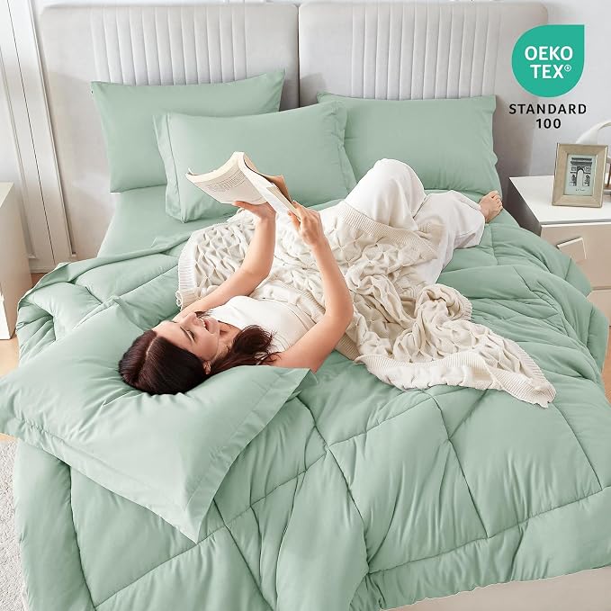 Sasttie Queen Comforter Set, 7 Pieces Bed in a Bag Queen, Complete Bedding Set - Image 5