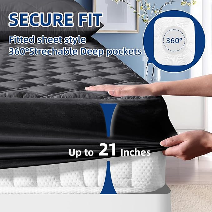 MEELUS Waterproof Full Mattress Protector, Breathable Full Mattress Pad Cover - Image 5