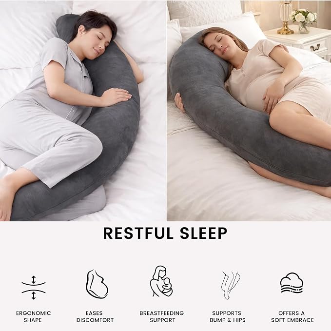 Pregnancy Pillow for Side Sleeping, 74 Inch C Shaped Long Body Pillow, Sleep - Image 5