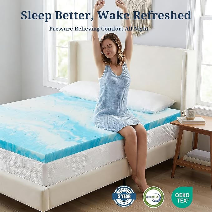 IULULU Full Size Mattress Topper, 4 Inch Gel Memory Foam Topper, Plush Comfort - Image 5