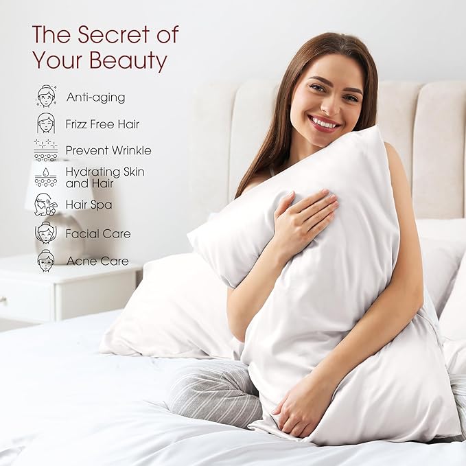 100% Silk Pillow Cases 2 Pack Standard Size Mulberry Silk Pillowcase - Image 3