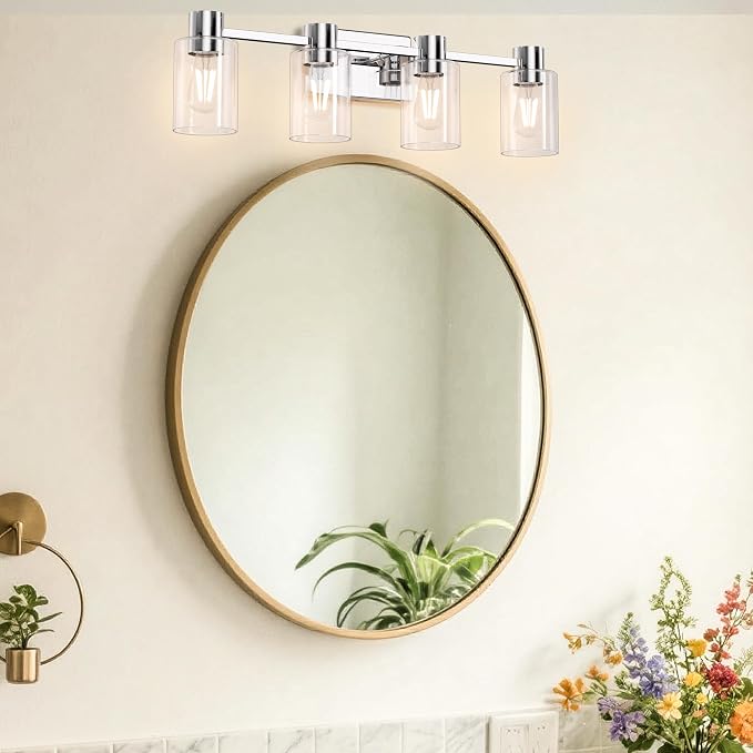 4-Light Modern Vanity Light Fixtures Over Mirror, Chrome Bathroom Light Fixtures - Image 5