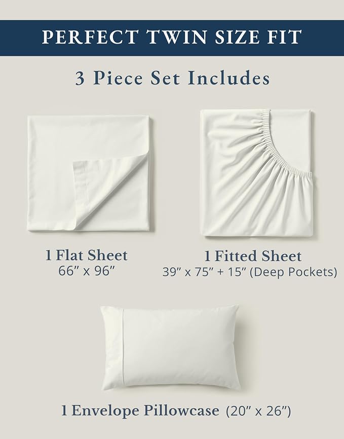 LANE LINEN Twin Bed Sheets, 100% Organic Cotton Sheets Twin Size, Hotel Quality - Image 4