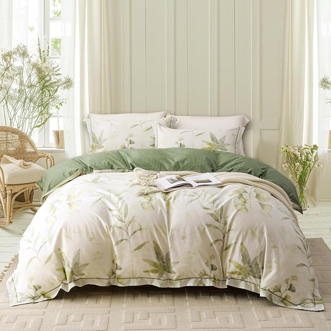 OAITE Duvet Cover Set King Size Floral Pattern 500 Thread Count Ultra Soft 100% by OAITE