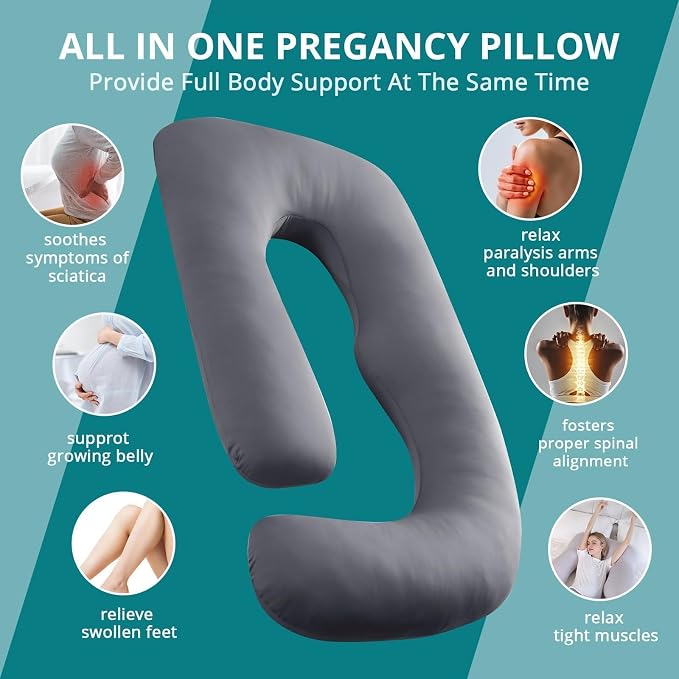 Sasttie Pregnancy Pillows for Sleeping, U Shaped Cooling Full Body Pillow - Image 6