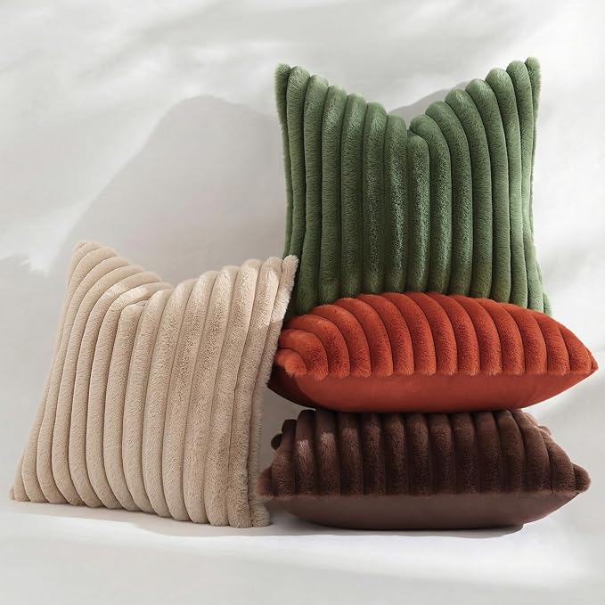 decorUhome Cozy Faux Fur Throw Pillow Covers 24x24 Set of 2 Decorative Soft - Image 5