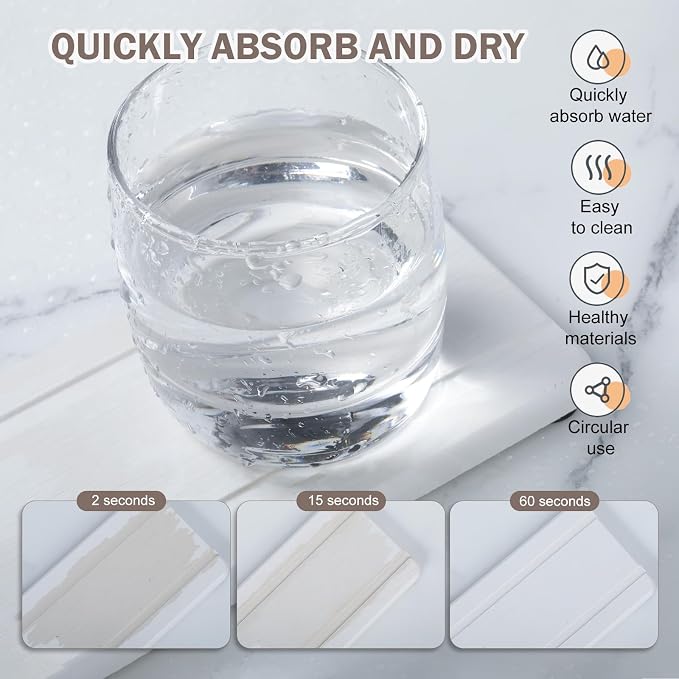 4PCS Stone Drying Trays for Bathroom Sink, Water Absorbing Stone Tray, Water - Image 2