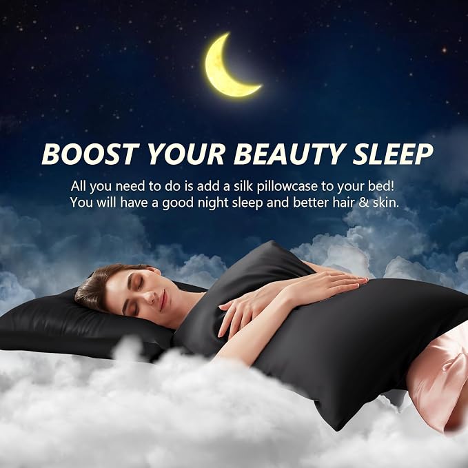 Silk Pillow Cases 2 Pack King Size Mulberry Silk Pillowcase Set of 2 - Image 3
