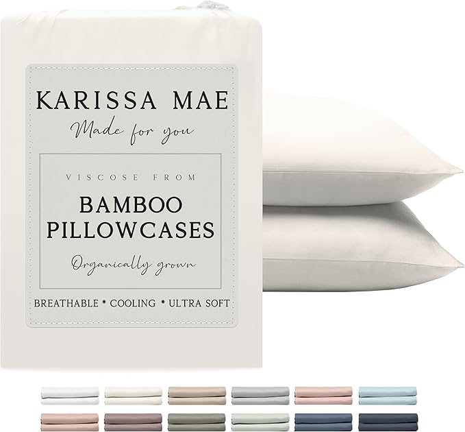 Karissa Mae Cooling Bamboo Viscose Queen Size Pillowcase Set | 100% FSC by KARISSAMAE