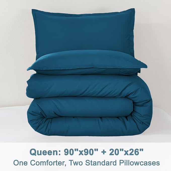 Litanika Teal Comforter Queen Size, 3 Pieces Turquoise Lightweight Solid - Image 9