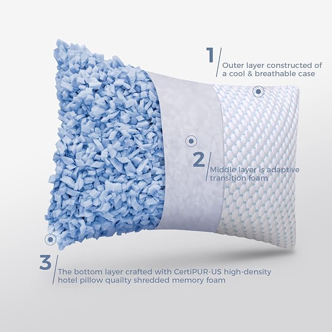OSBED Adjustable Cooling Shredded Memory Foam Pillows King Size Set of 2 - Image 4