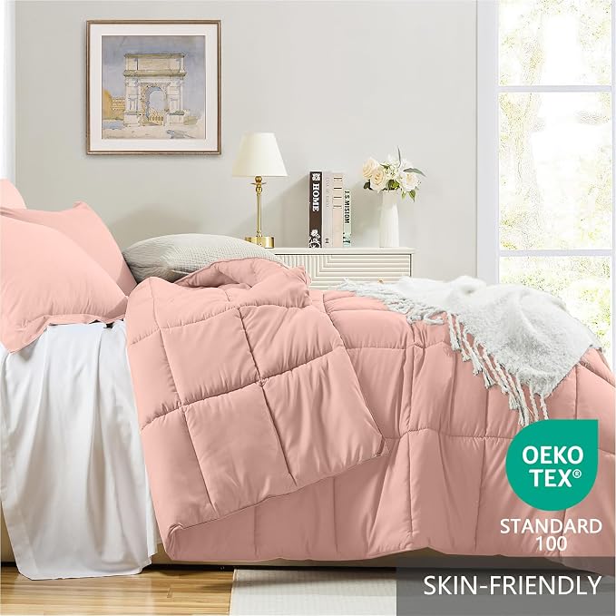 Homelike Moment Queen Comforter Set Pink, Comforters Queen Size Set, Soft - Image 3