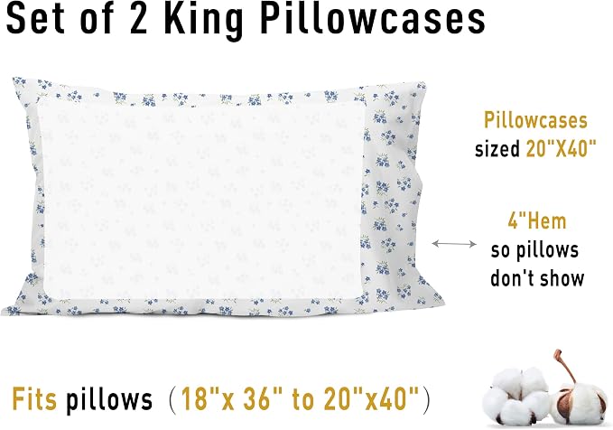 Sunflower King Pillowcases Set of 2, 100% Cotton King Size Pillow Cases 2 - Image 8