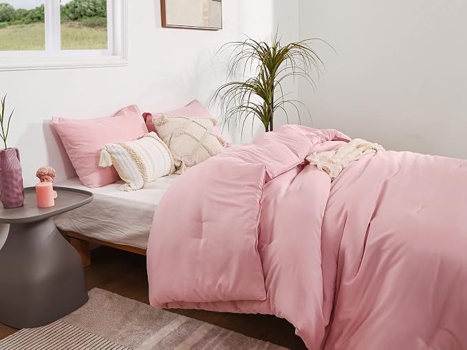 ROSGONIA Pink Comforter Set Queen - Image 7