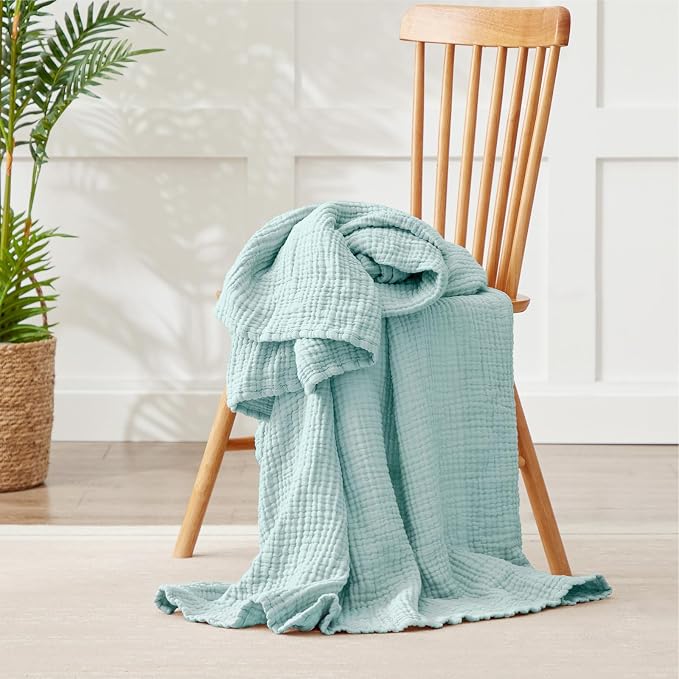 100% Cotton Muslin Blanket California King 120" x 90", 6 Layers Breathable and - Image 6