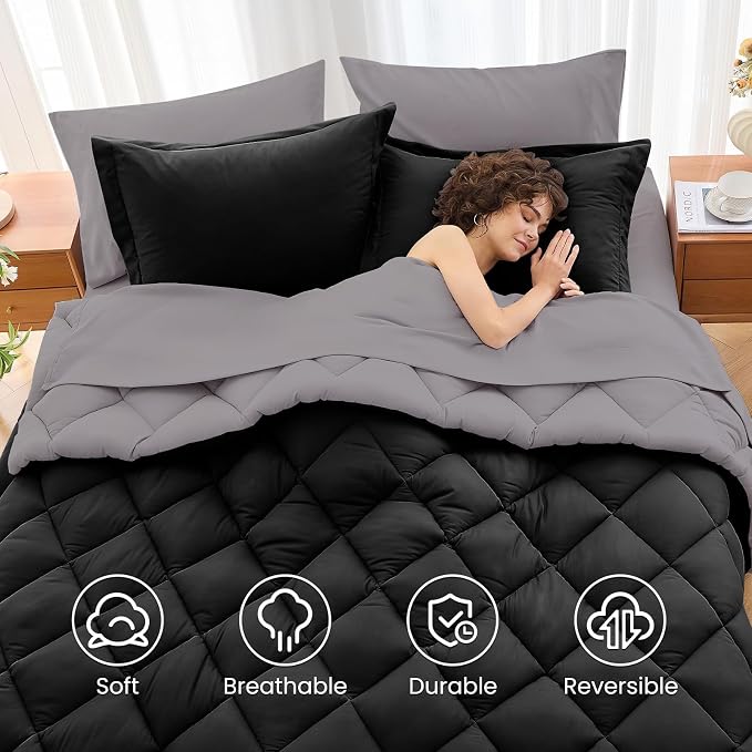 MUXHOMO 5 Pieces Twin Comforter Set, Reversible Bed in a Bag Twin Size - Image 6